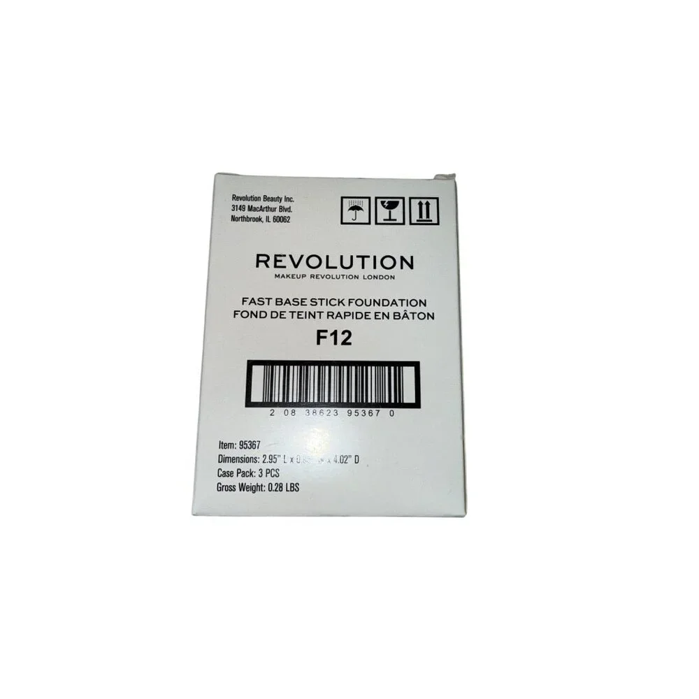 Makeup Revolution Fast Base Stick Foundation F12 0.21oz / 6.2g – Lot of 3 – New